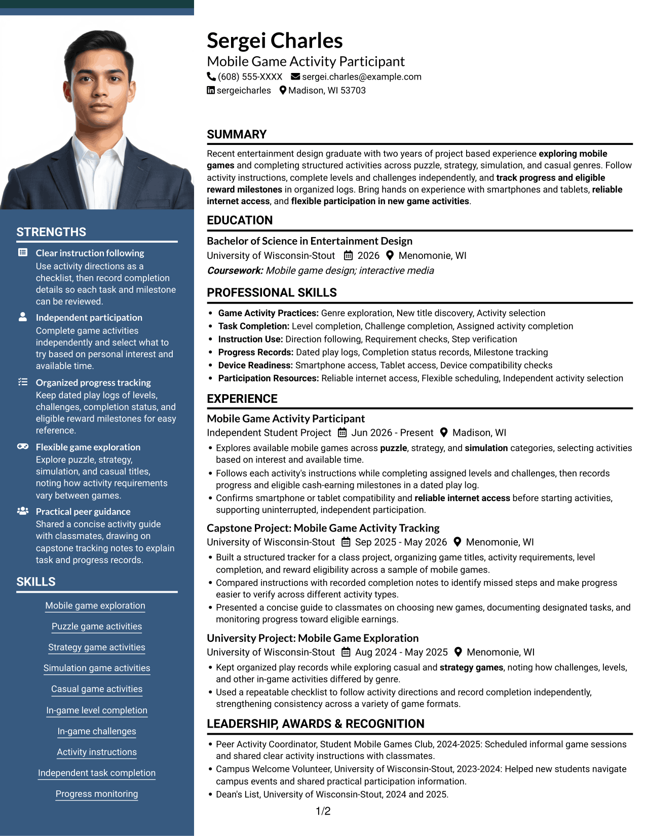 Resume example — page 1