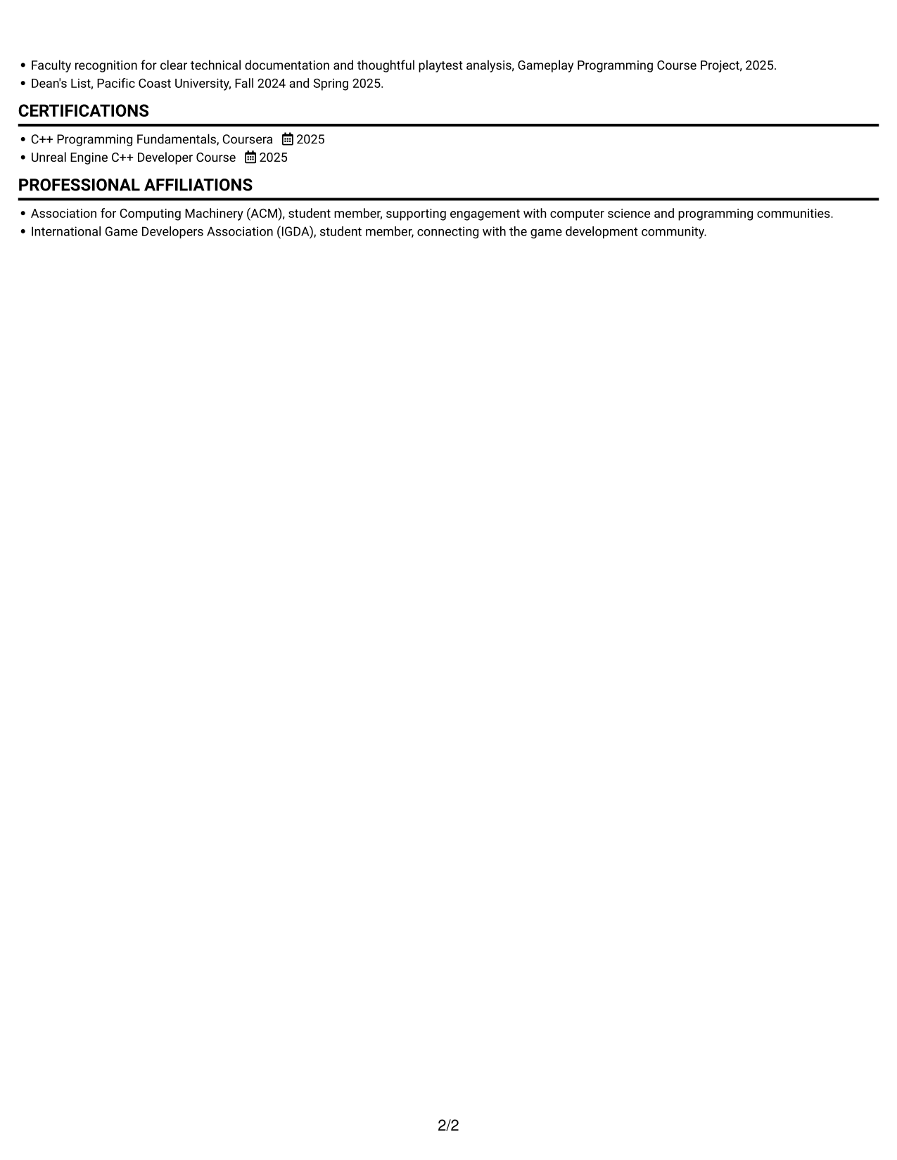 Resume example — page 2