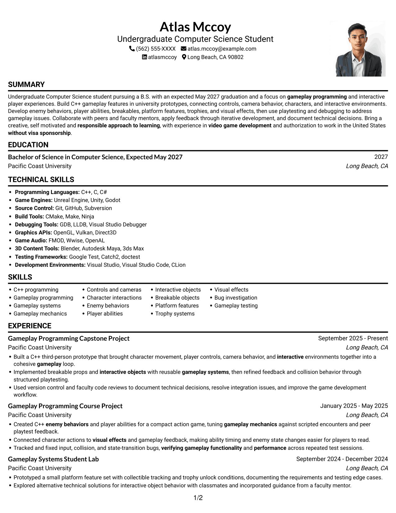 Resume example — page 1