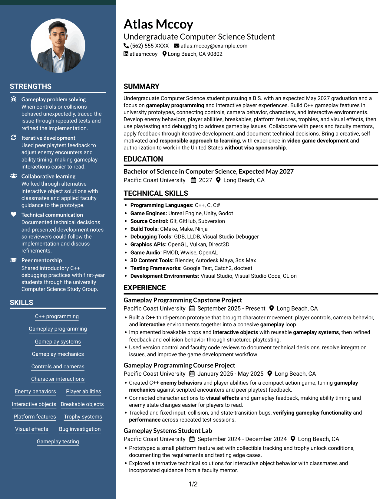 Resume example — page 1