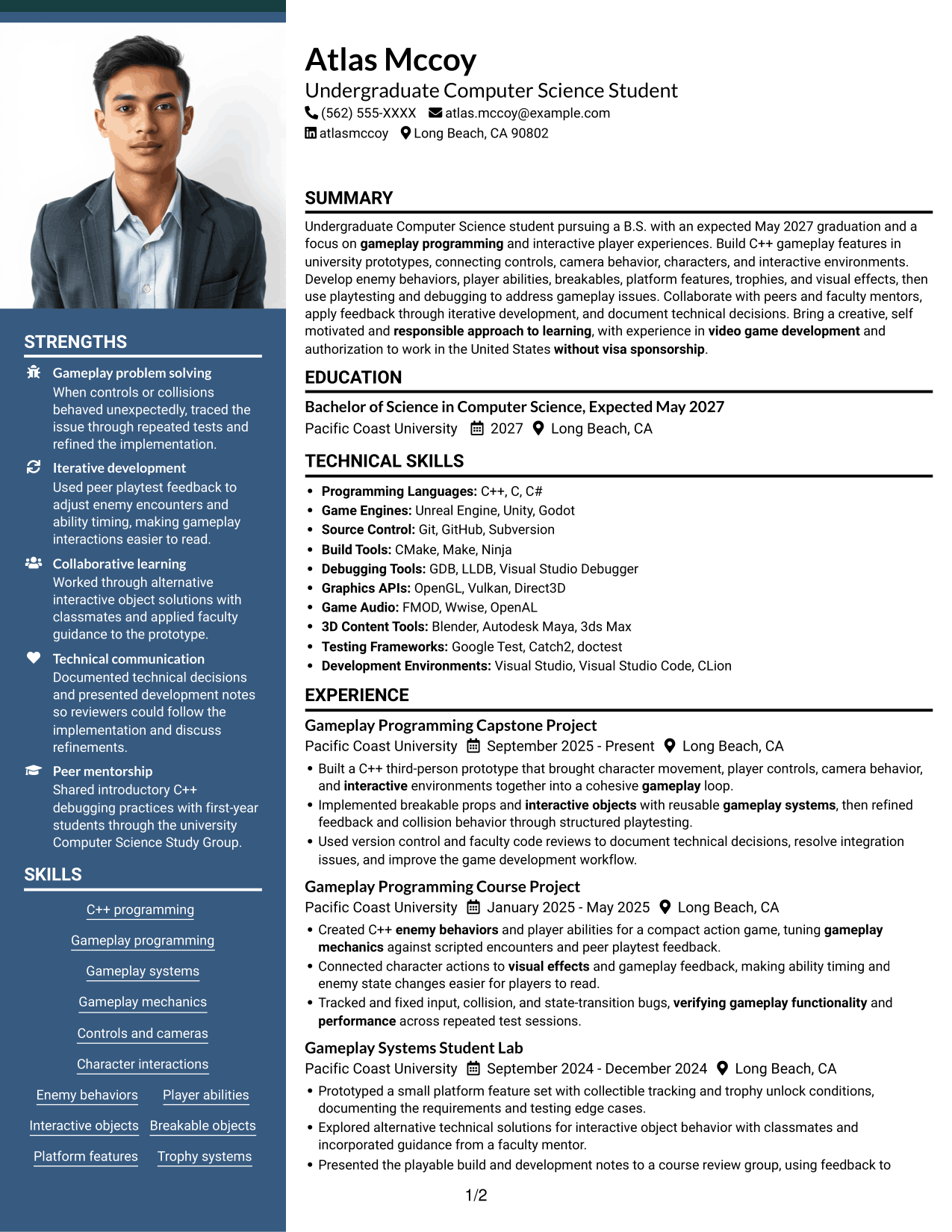 Resume example — page 1