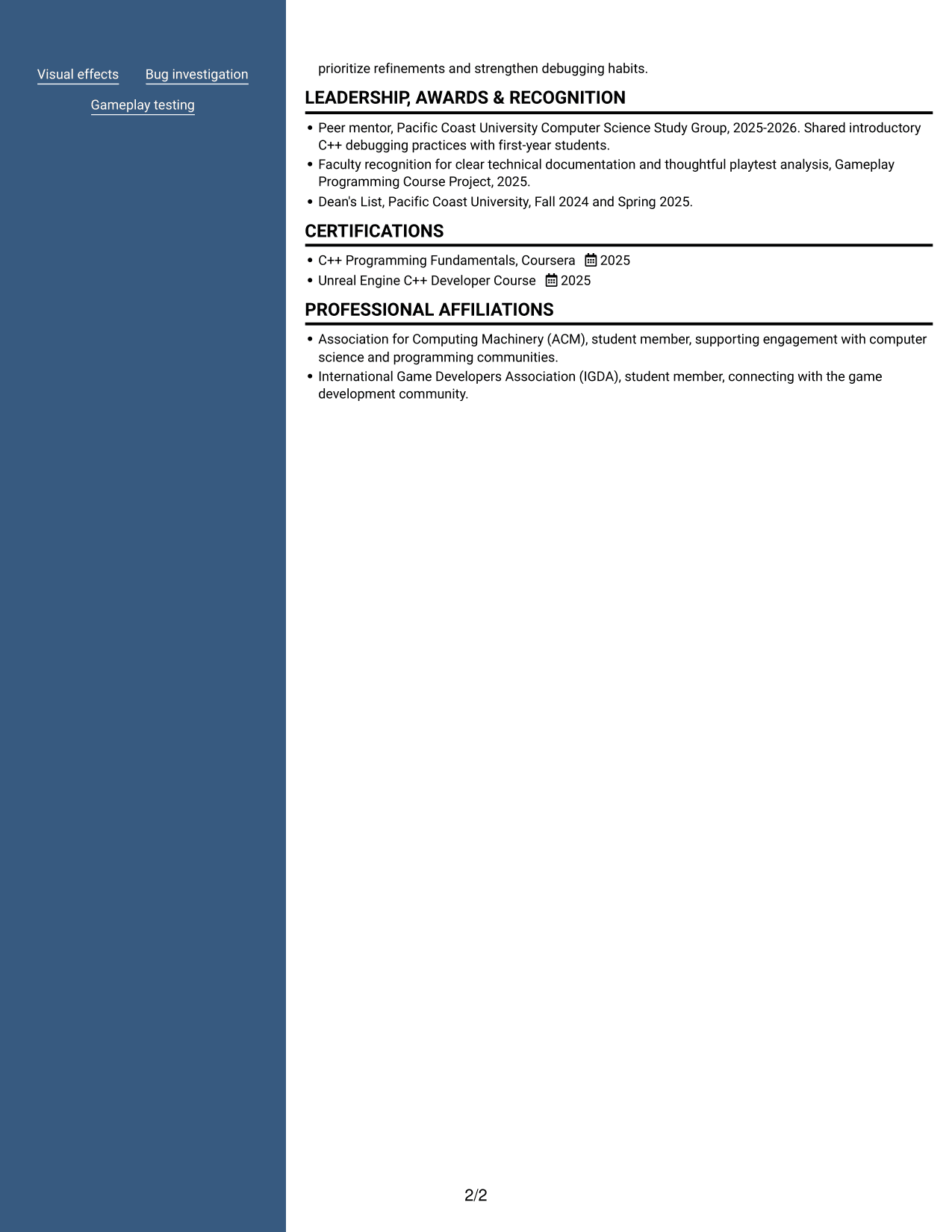 Resume example — page 2