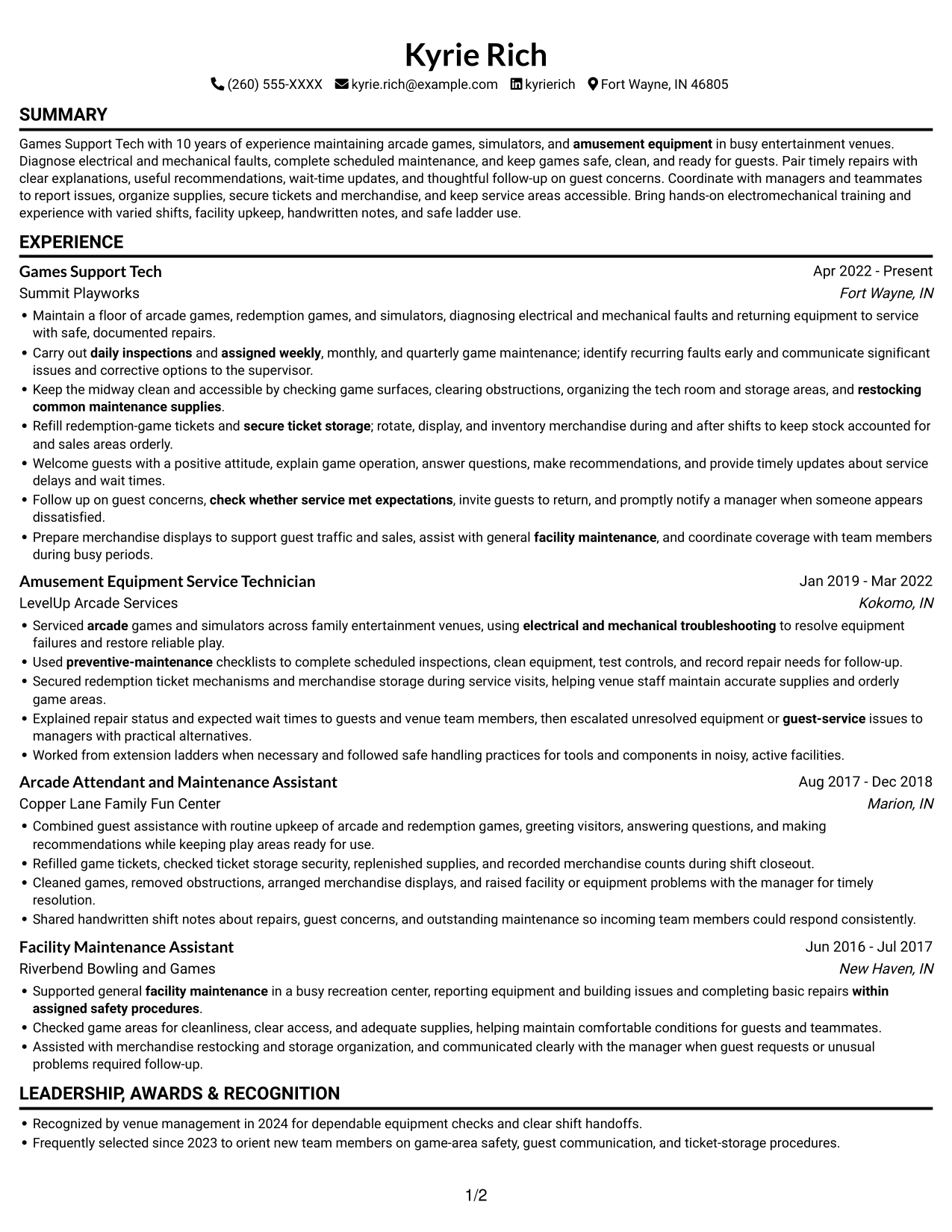 Resume example — page 1