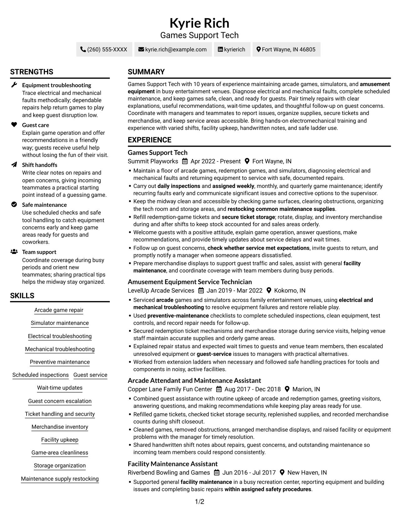 Resume example — page 1