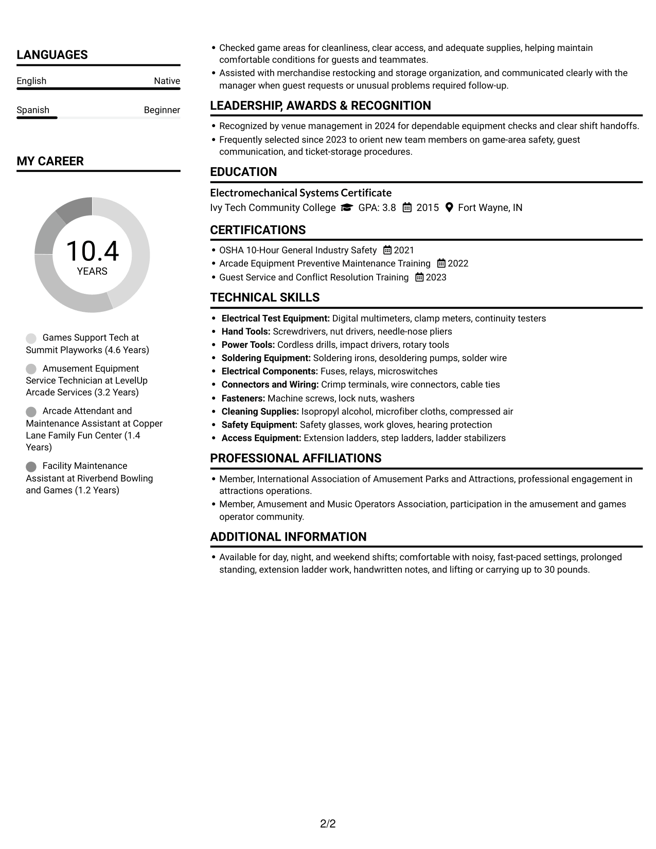 Resume example — page 2