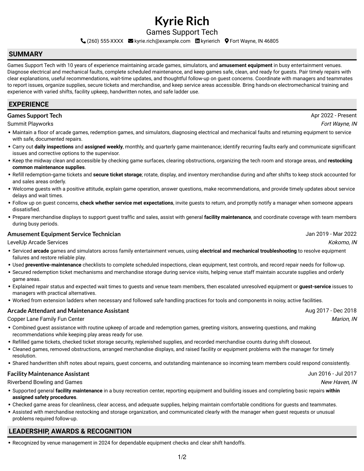 Resume example — page 1