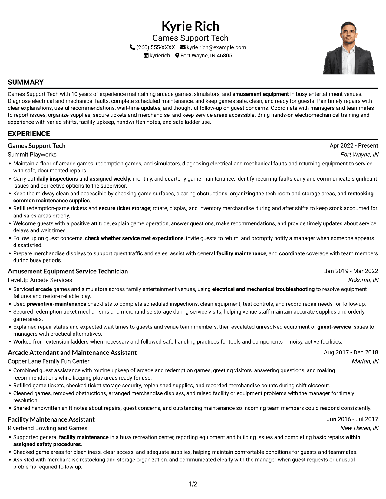 Resume example — page 1
