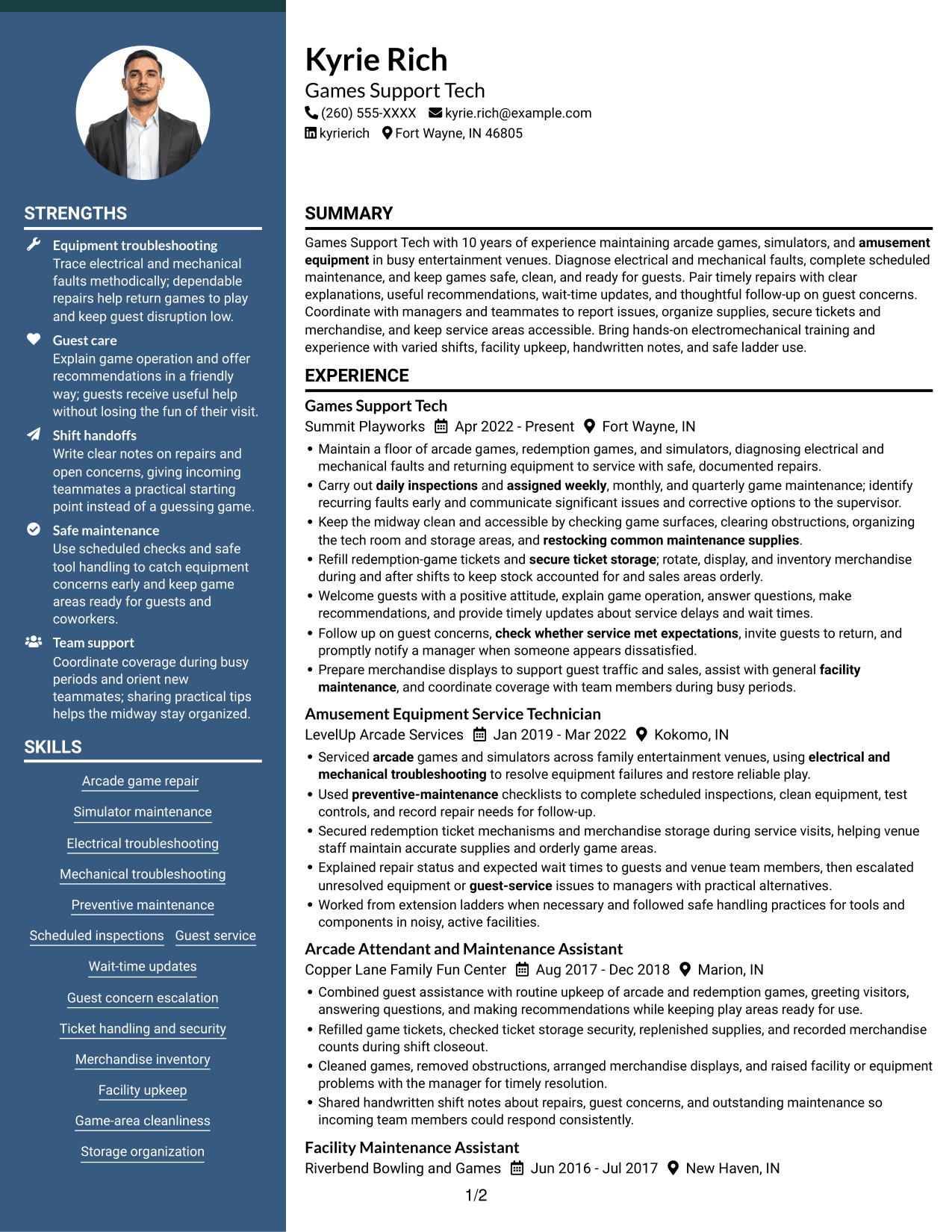 Resume example — page 1
