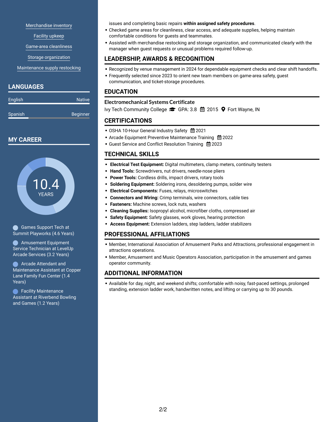 Resume example — page 2