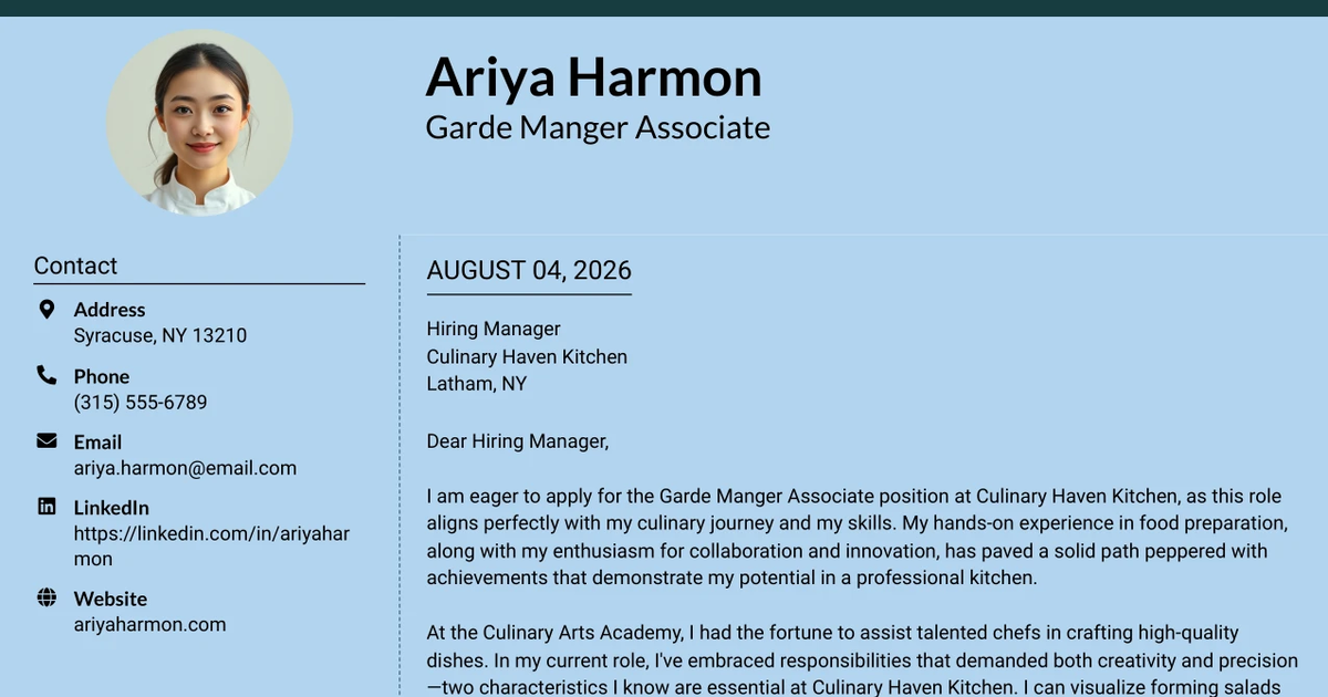 30+ Garde Manger Associate Cover Letter Templates with Example 2026