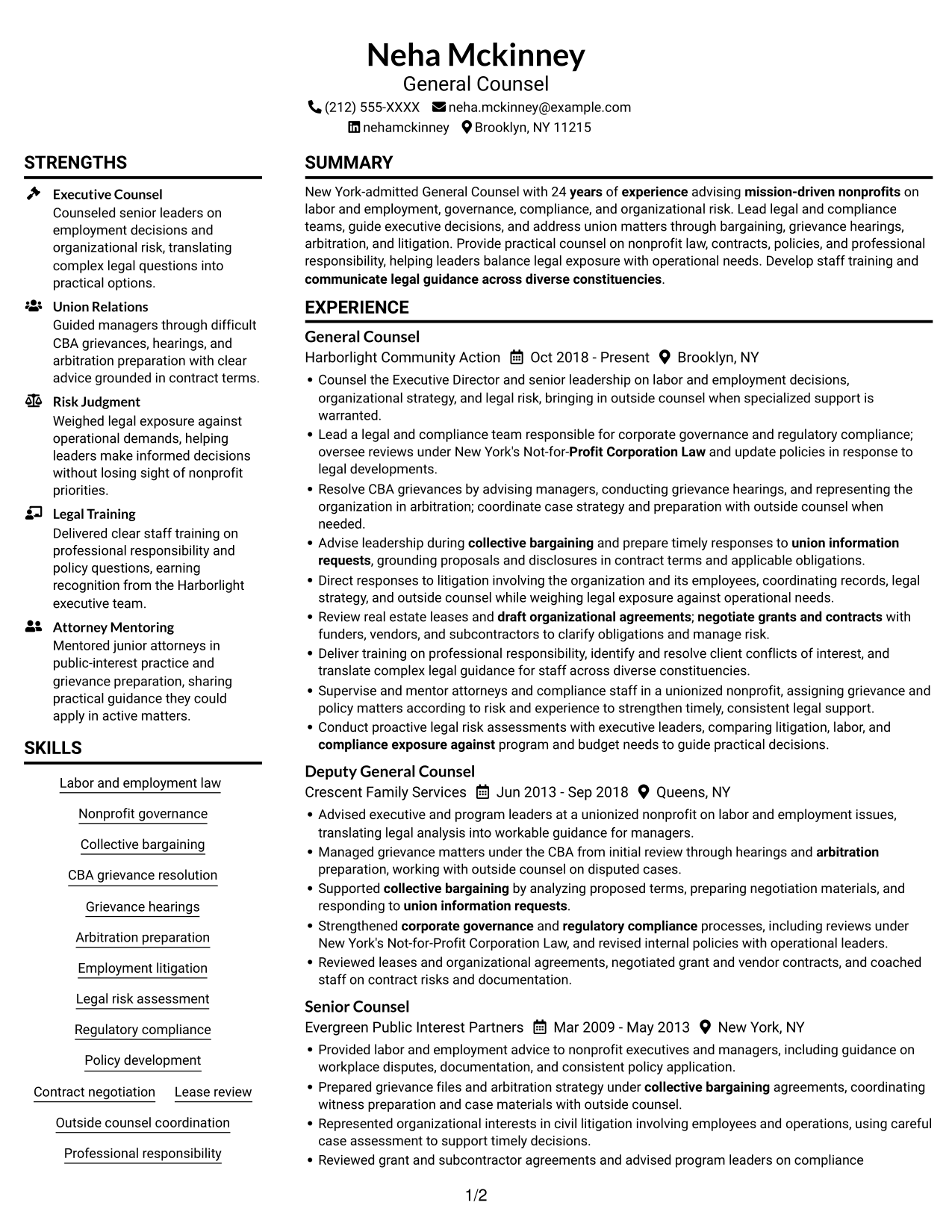Resume example — page 1