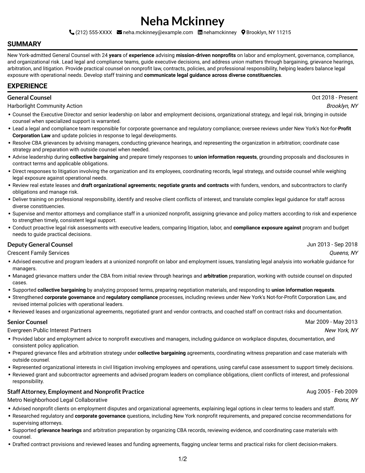 Resume example — page 1