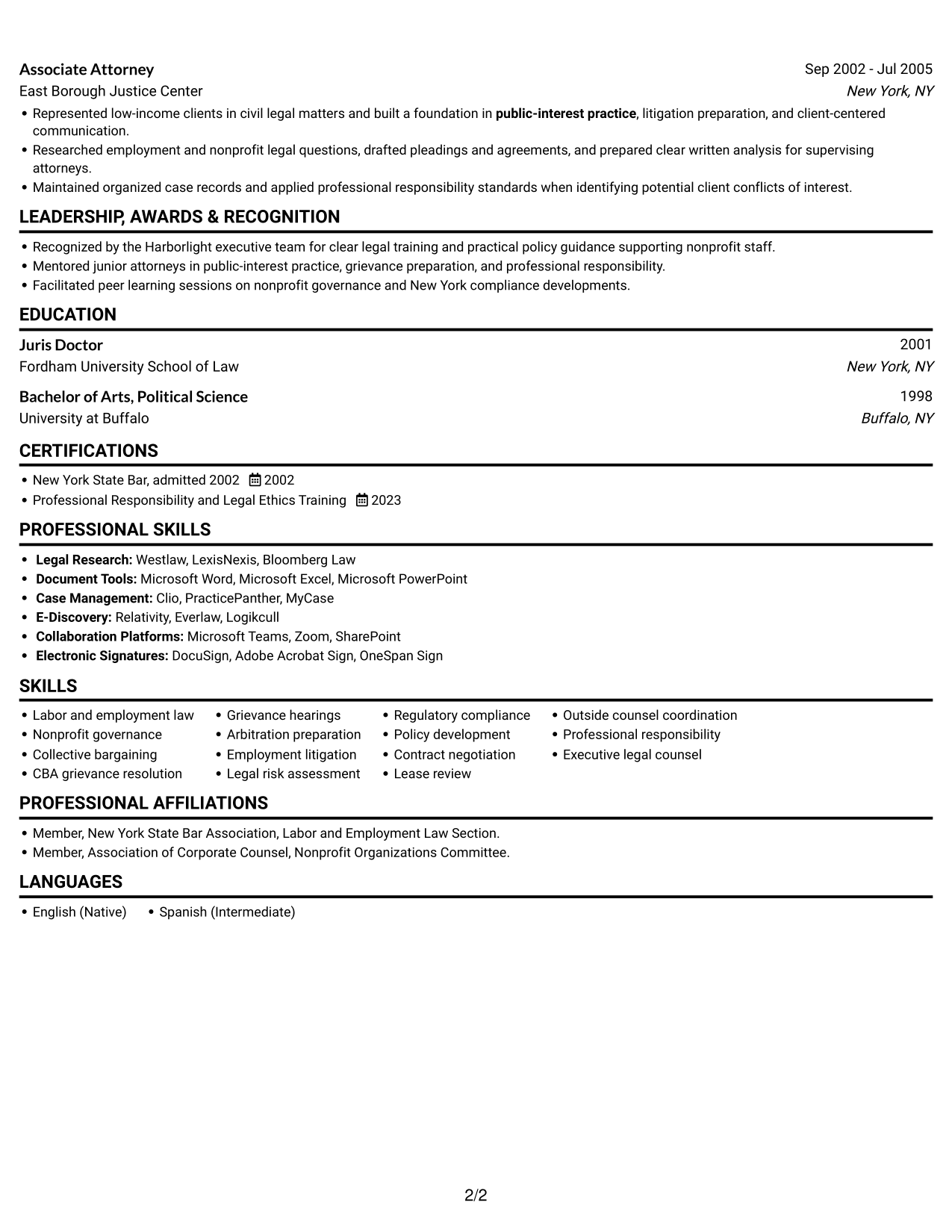 Resume example — page 2