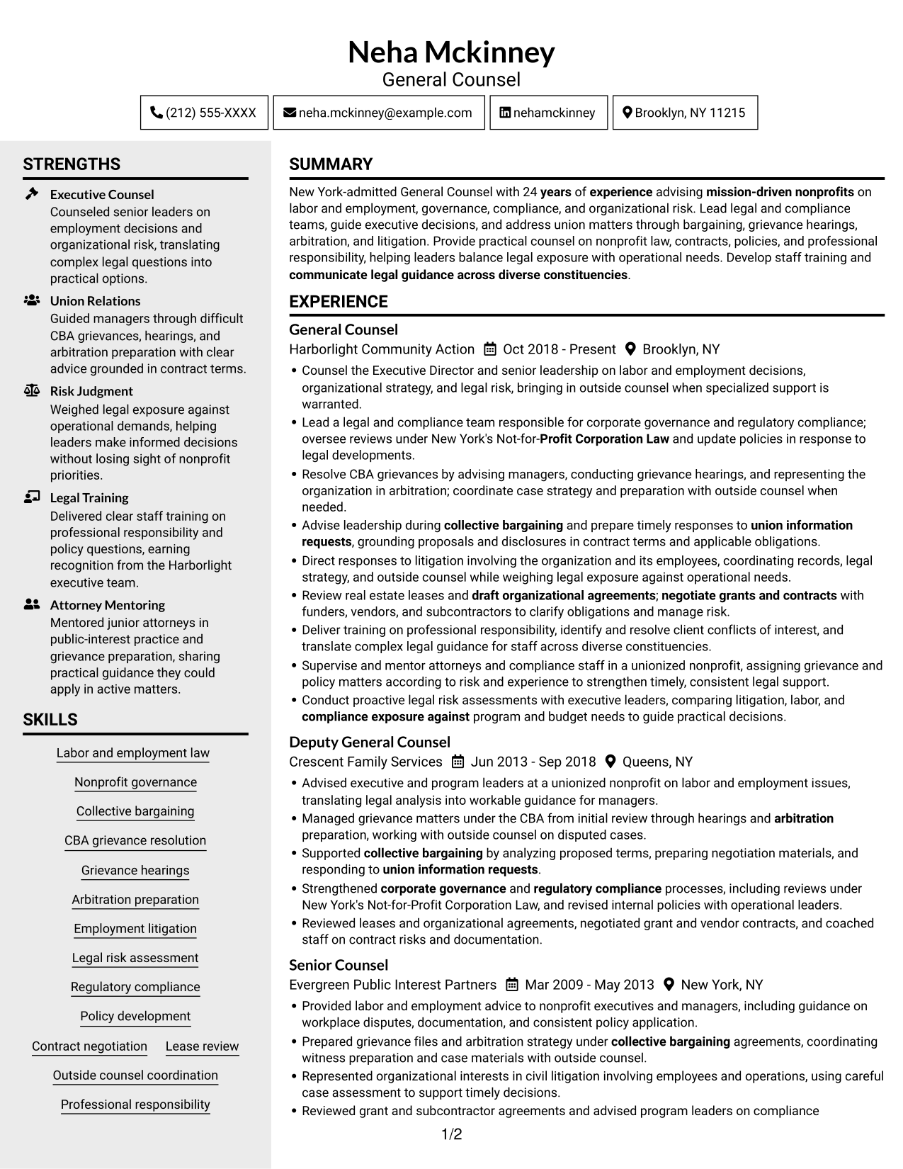 Resume example — page 1