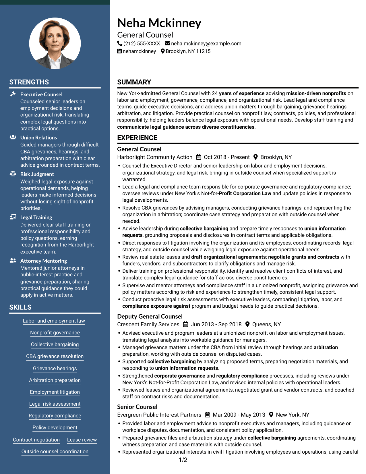 Resume example — page 1