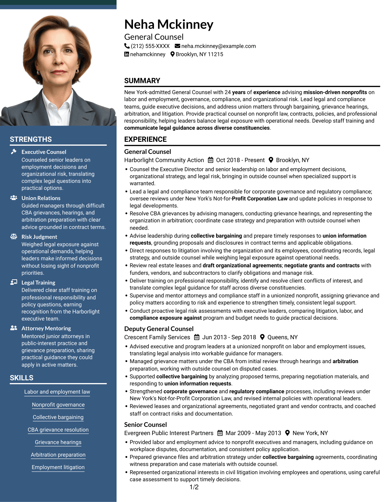 Resume example — page 1
