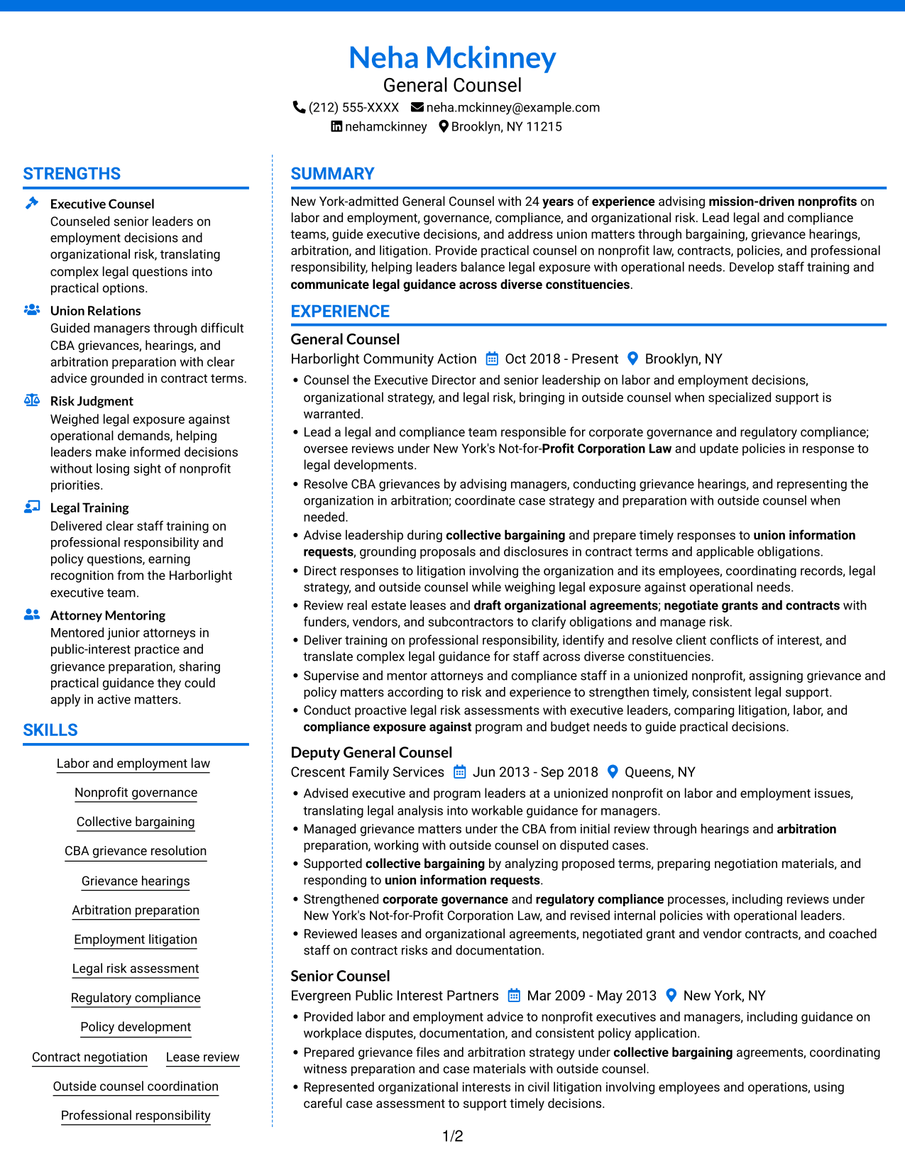 Resume example — page 1