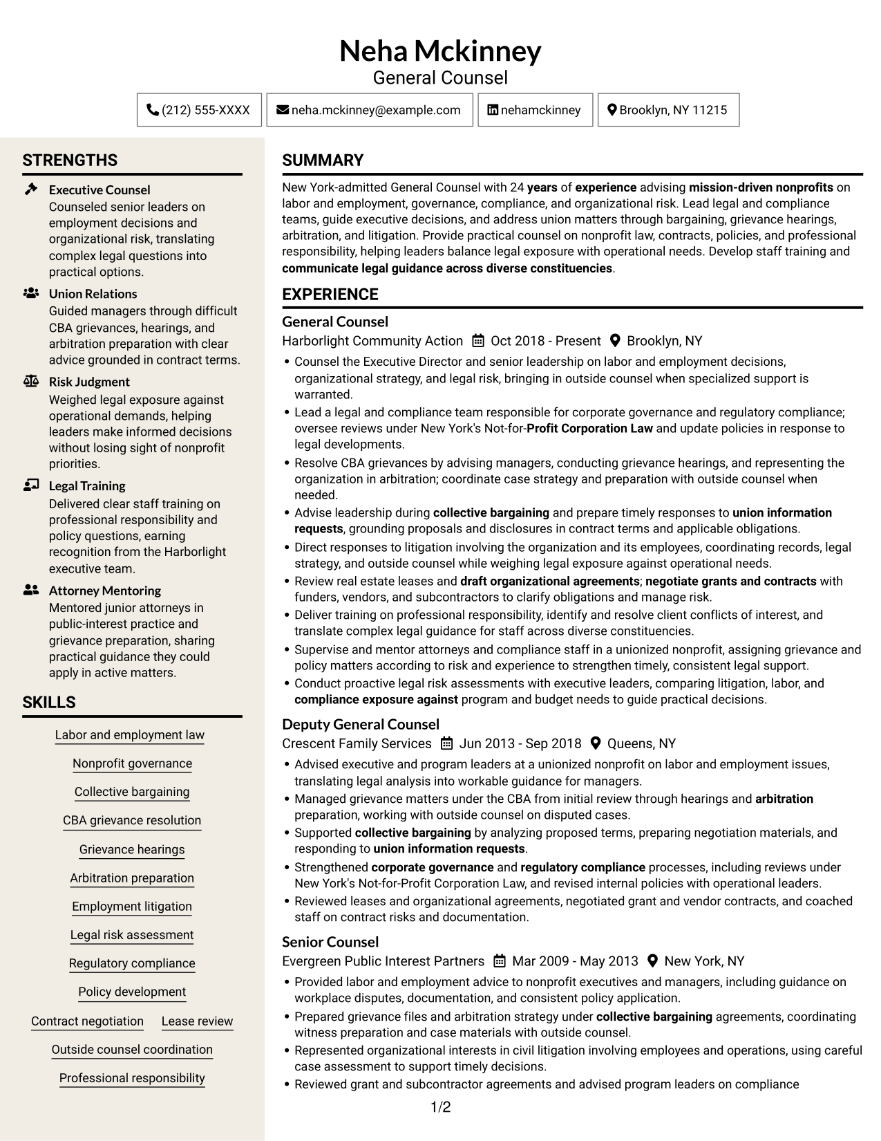 Resume example — page 1