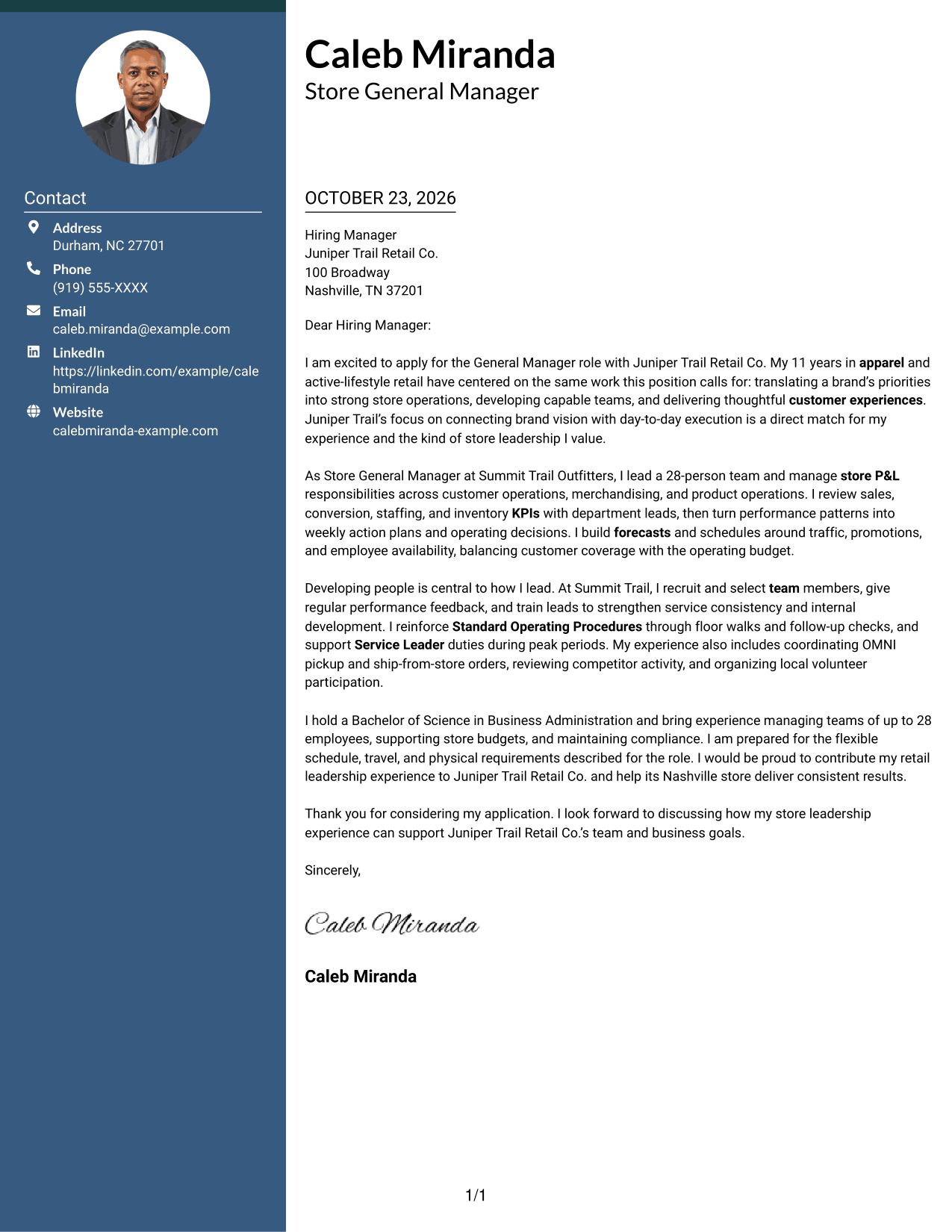 Cover letter example — page 1