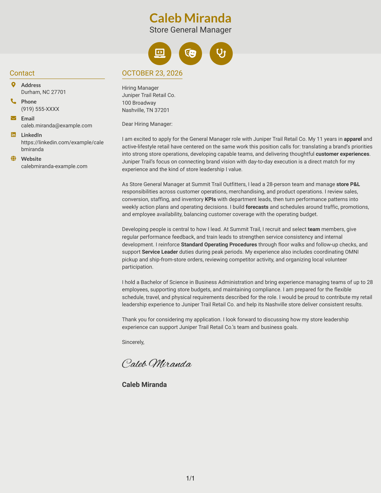 Cover letter example — page 1