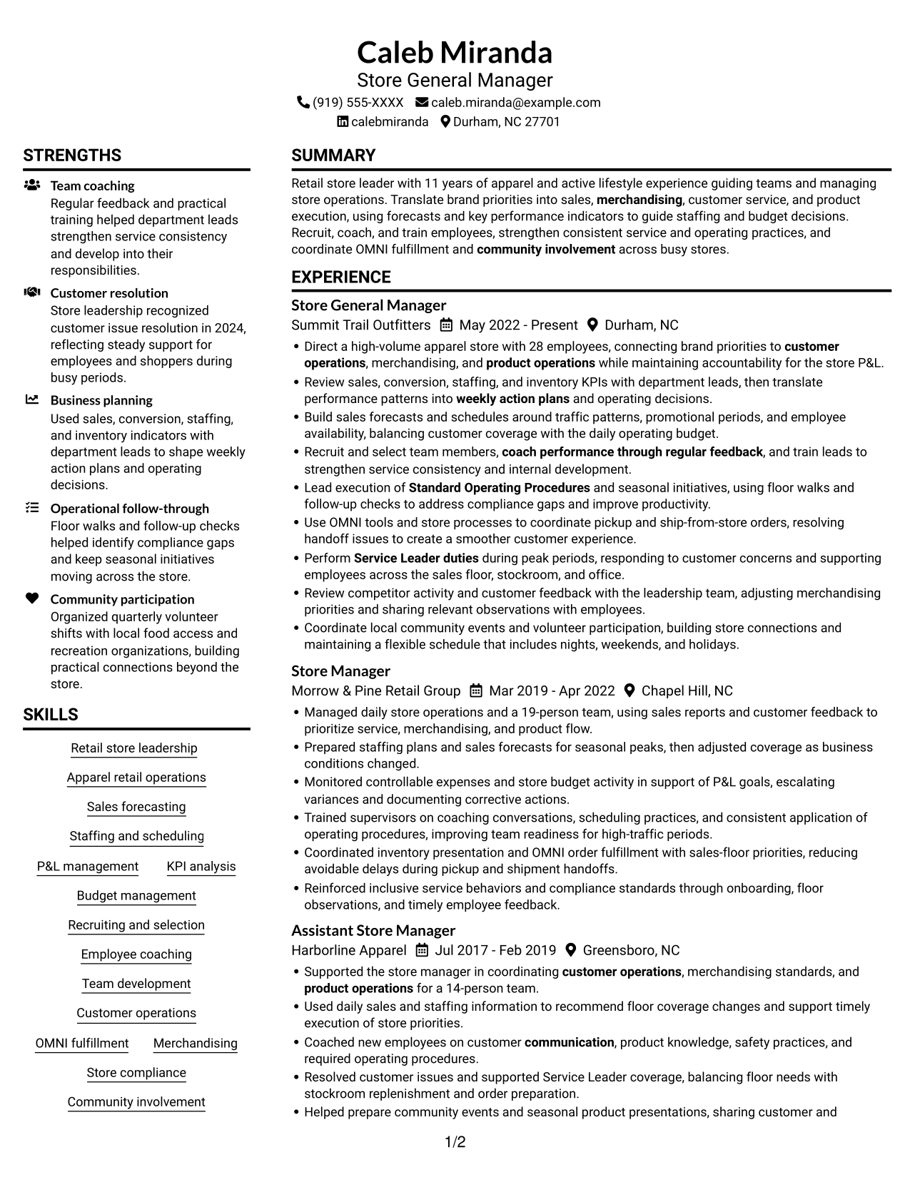 Resume example — page 1