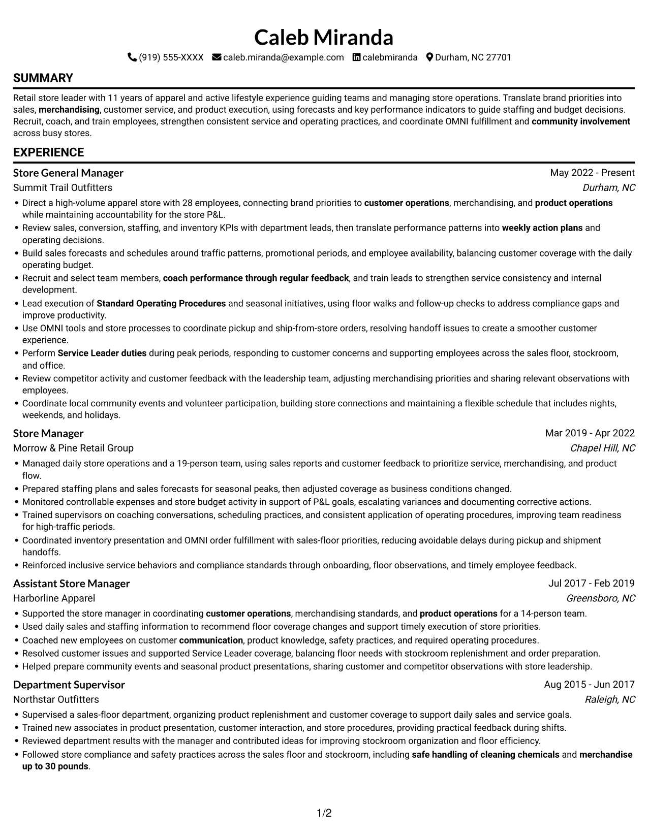 Resume example — page 1