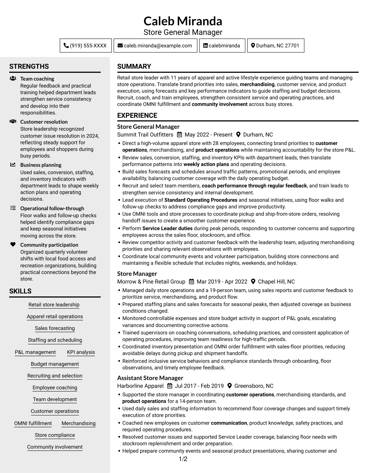 Resume example — page 1
