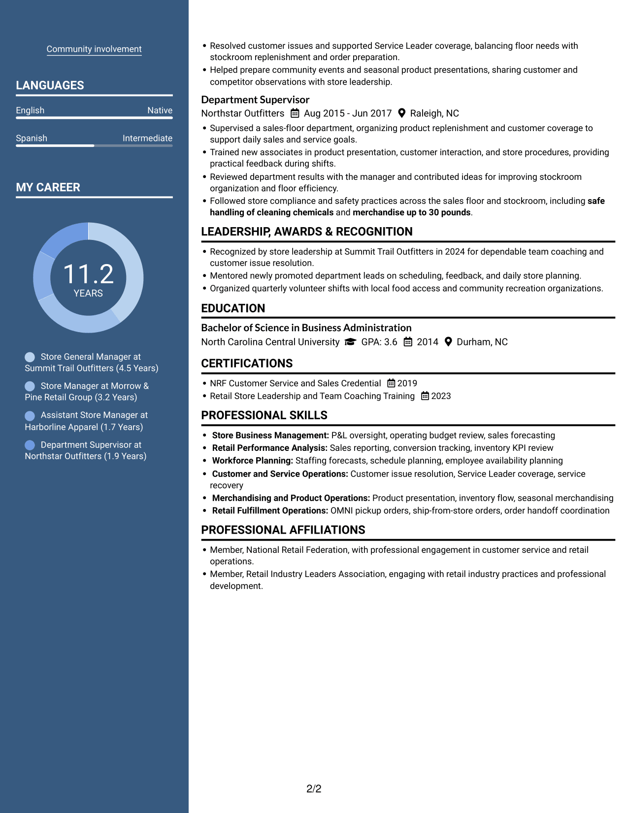 Resume example — page 2