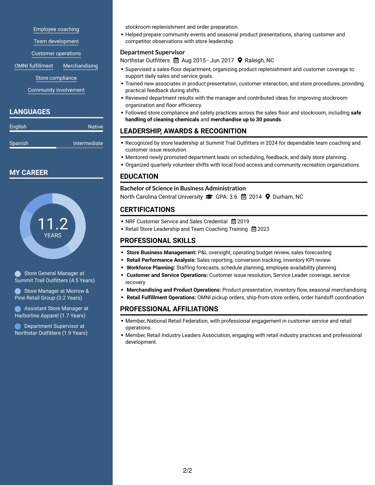 Resume example — page 2