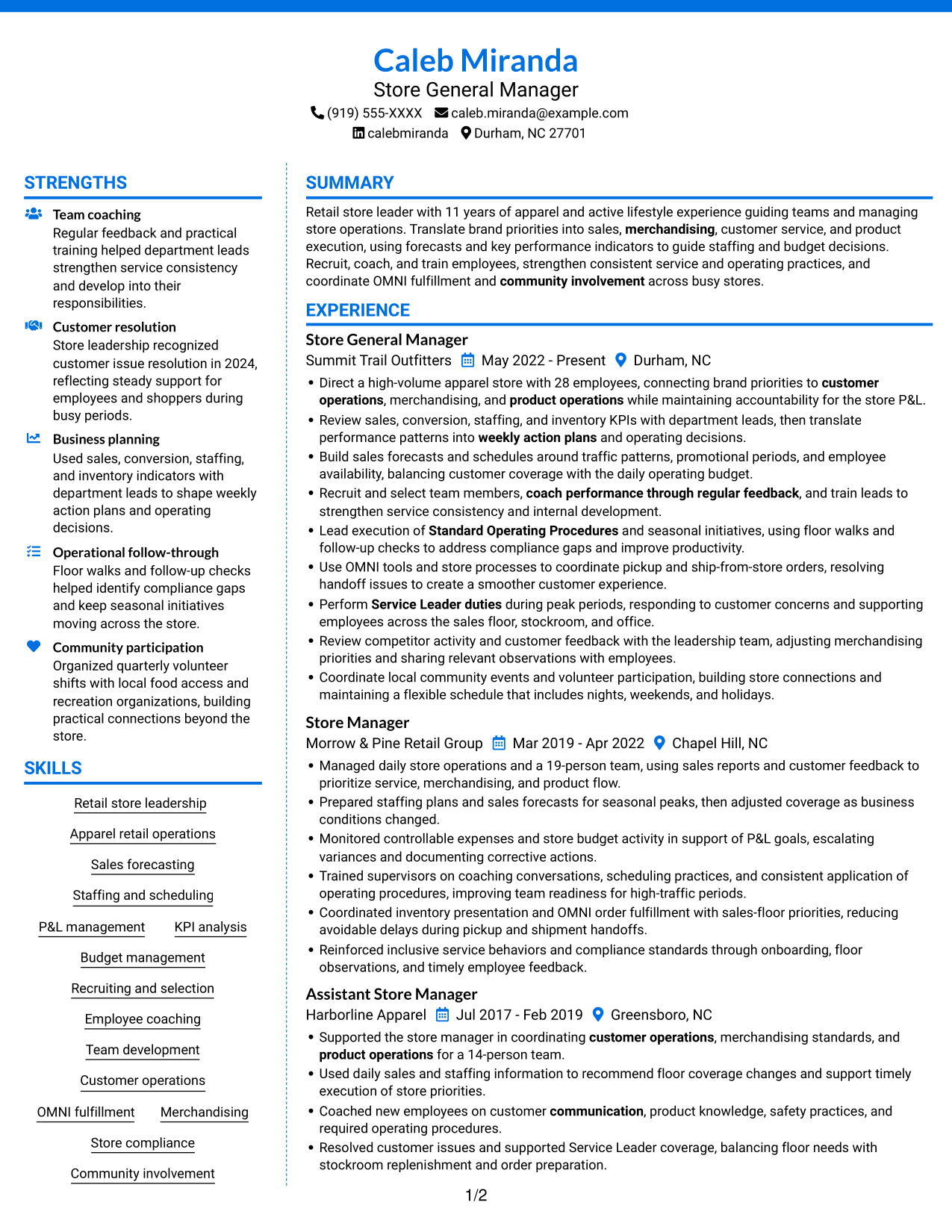 Resume example — page 1