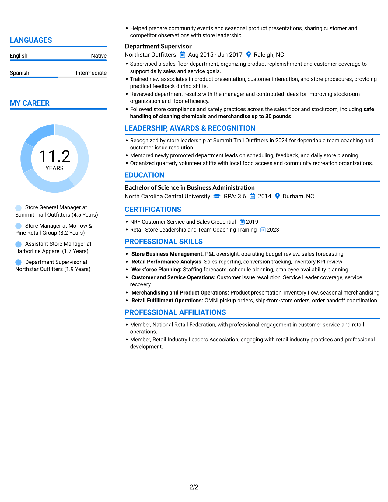 Resume example — page 2