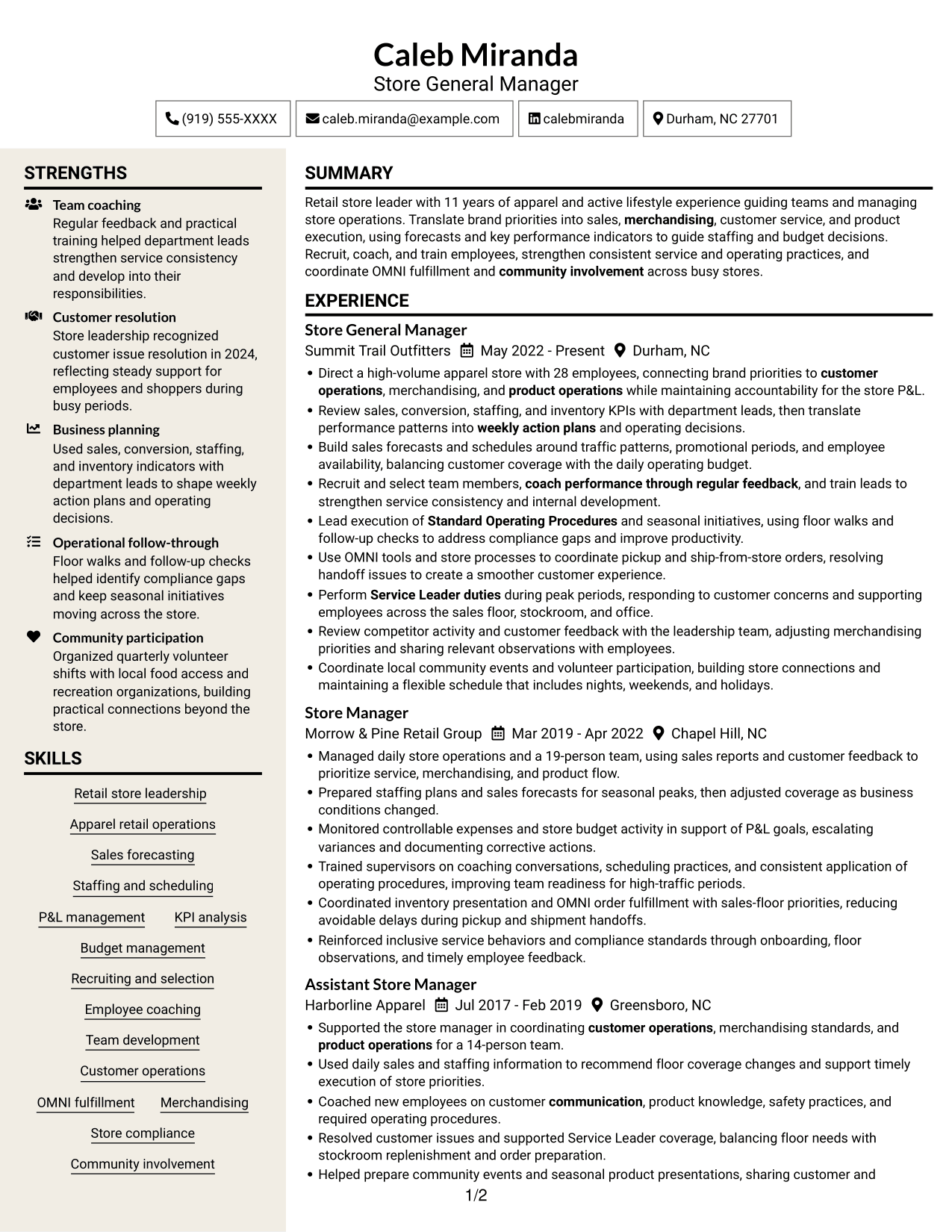 Resume example — page 1