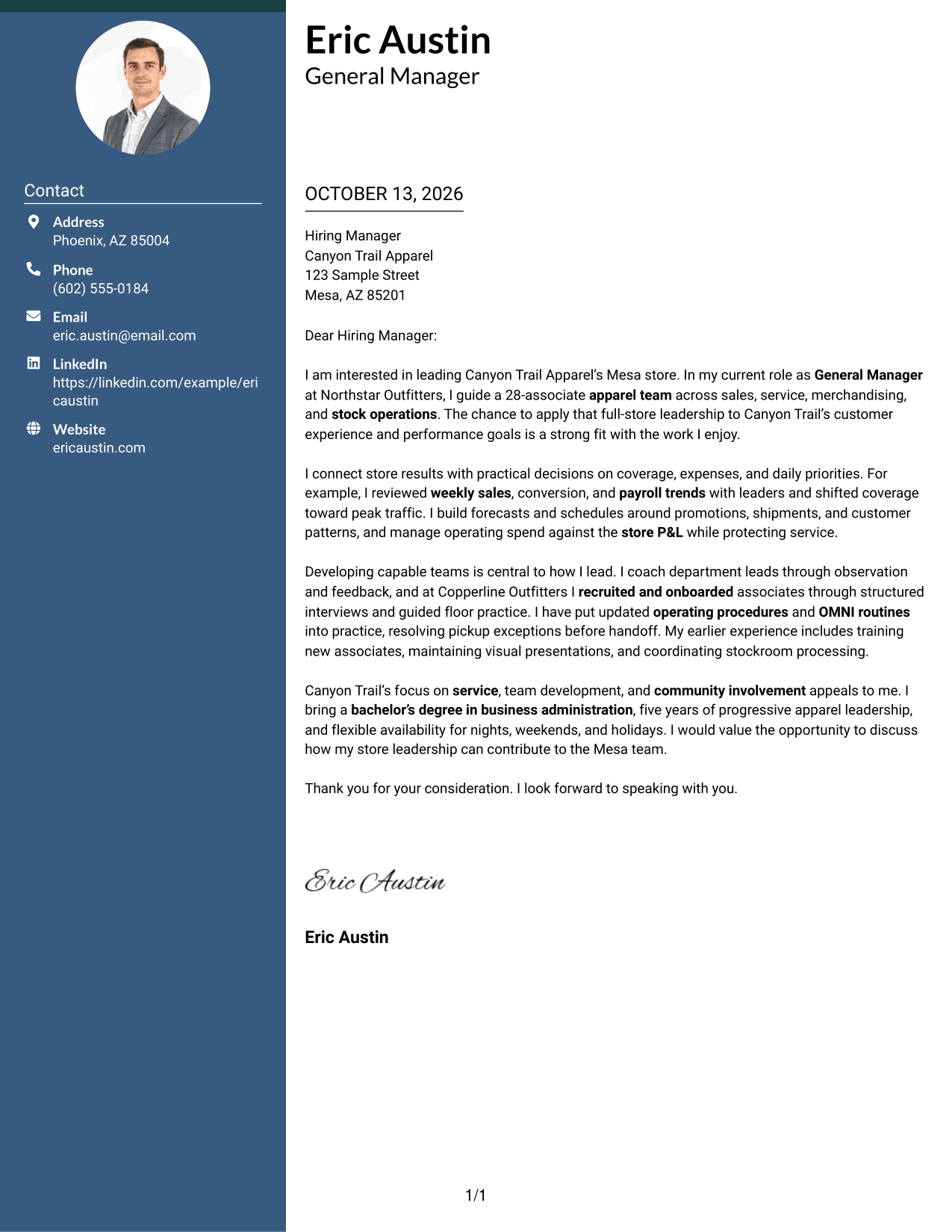 Cover Letter Example Page 1