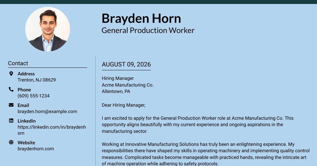 30+ General Production Worker Cover Letter Templates with Example 2026