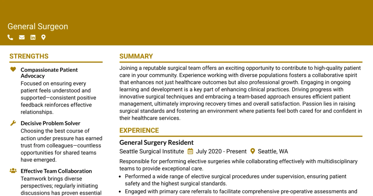 33 General Surgeon Resume Templates with Example 2026 (ATS-Optimized)