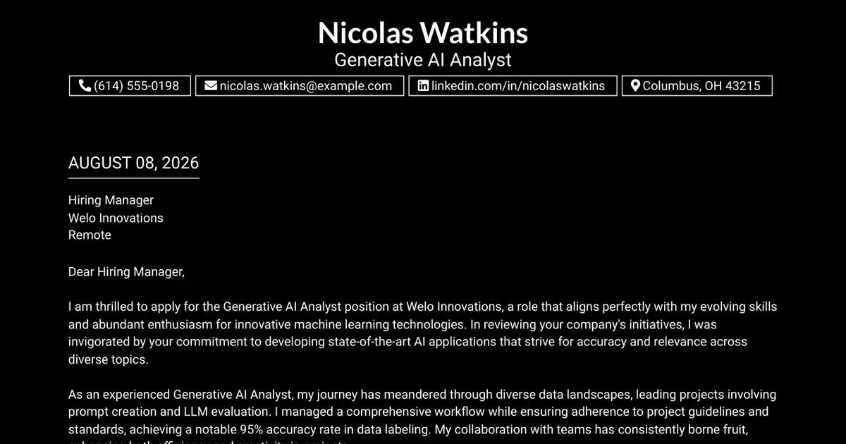 30+ Generative AI Analyst Cover Letter Templates with Example 2026
