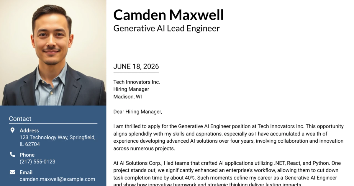 30+ Generative AI Lead Engineer Cover Letter Templates with Example 2026