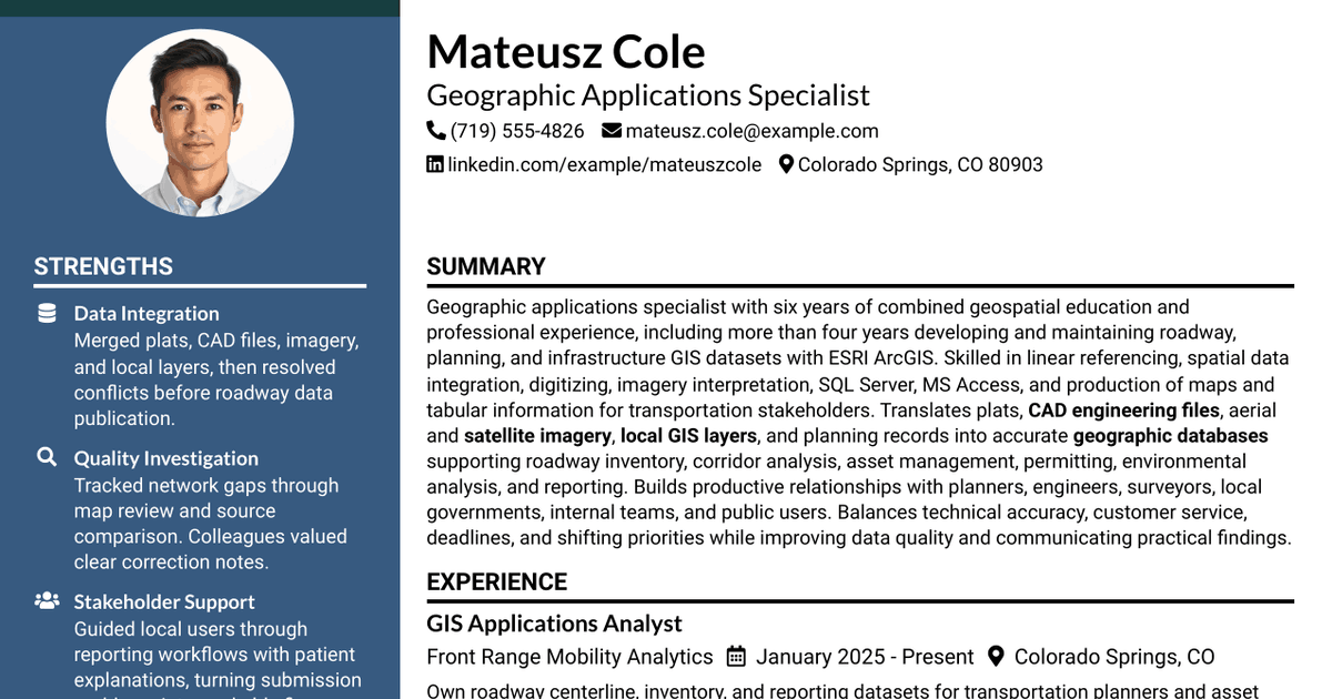 7 Geographic Applications Specialist Resume Templates with Example