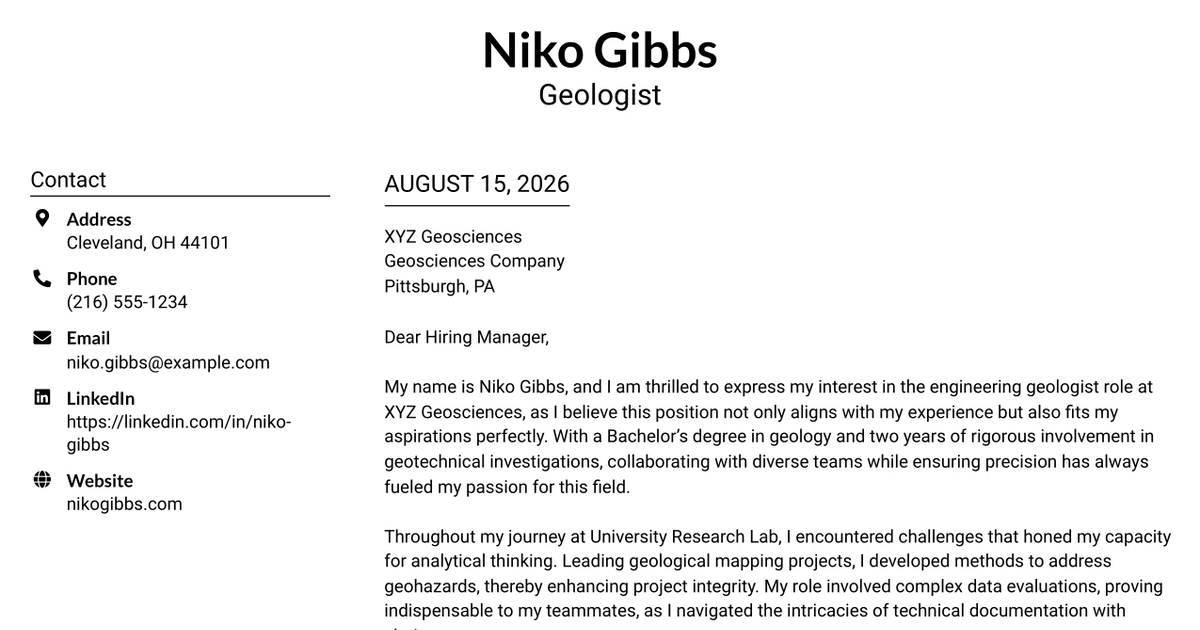 30+ Geologist Cover Letter Templates with Example 2026