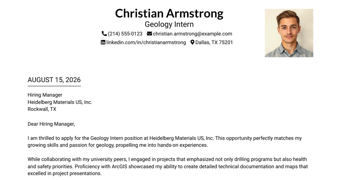30+ Geology Intern Cover Letter Templates with Example 2026