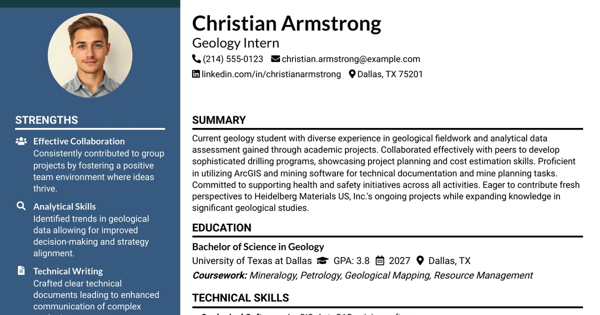 33 Geology Intern Resume Templates with Example 2026 (ATS-Optimized)