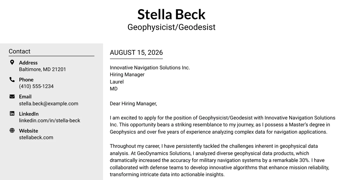 30+ Geophysicist/Geodesist Cover Letter Templates with Example 2026