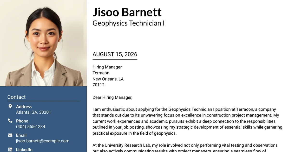 30+ Geophysics Technician I Cover Letter Templates with Example 2026