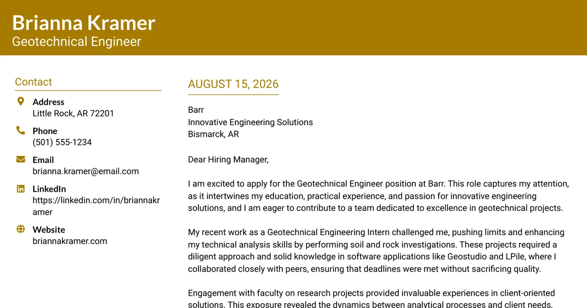 30+ Geotechnical Engineer Cover Letter Templates with Example 2026