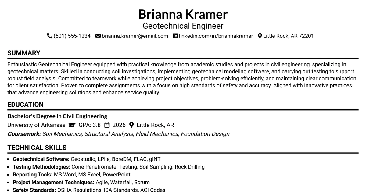 33 Geotechnical Engineer Resume Templates with Example 2026 (ATS-Optimized)