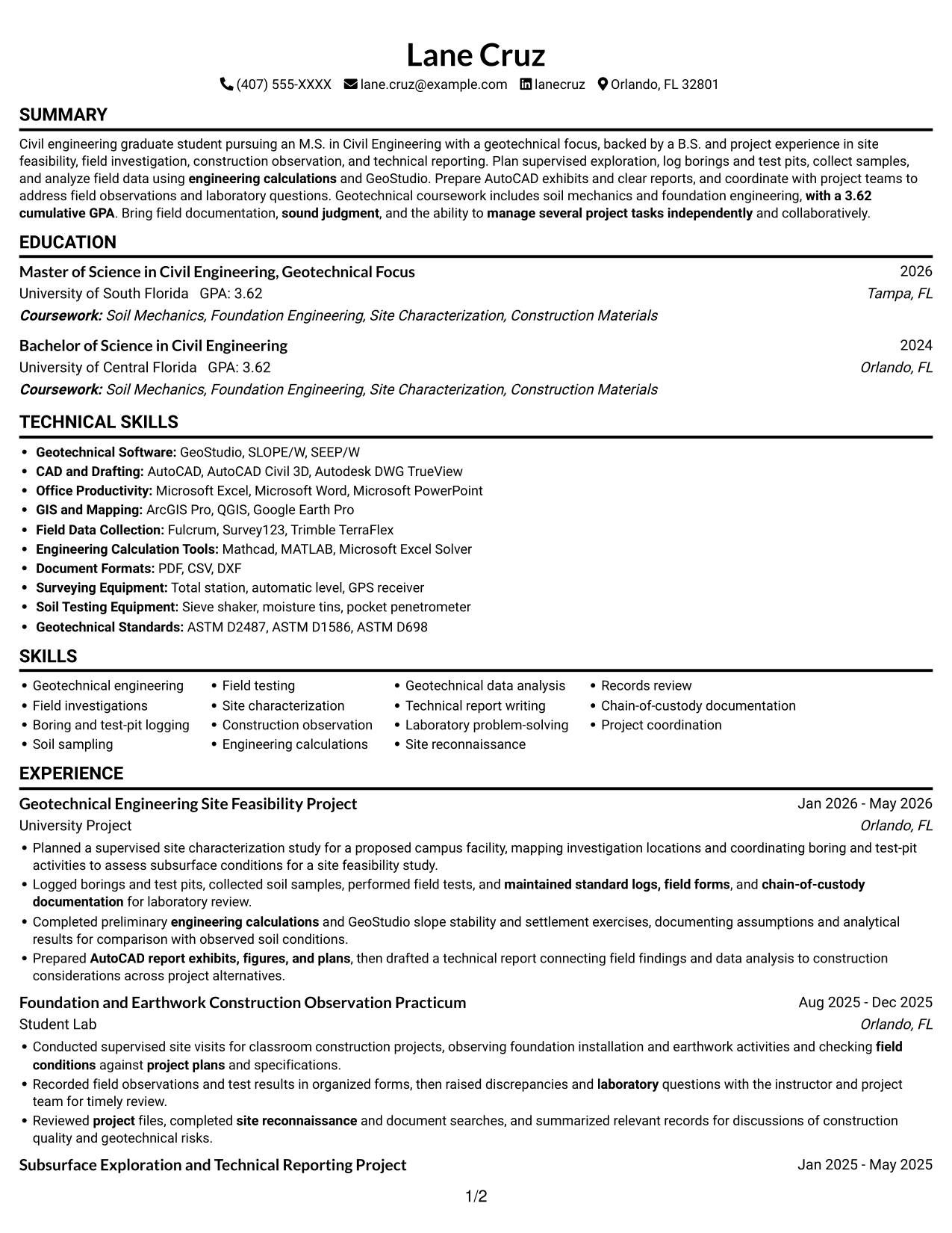 Resume example — page 1