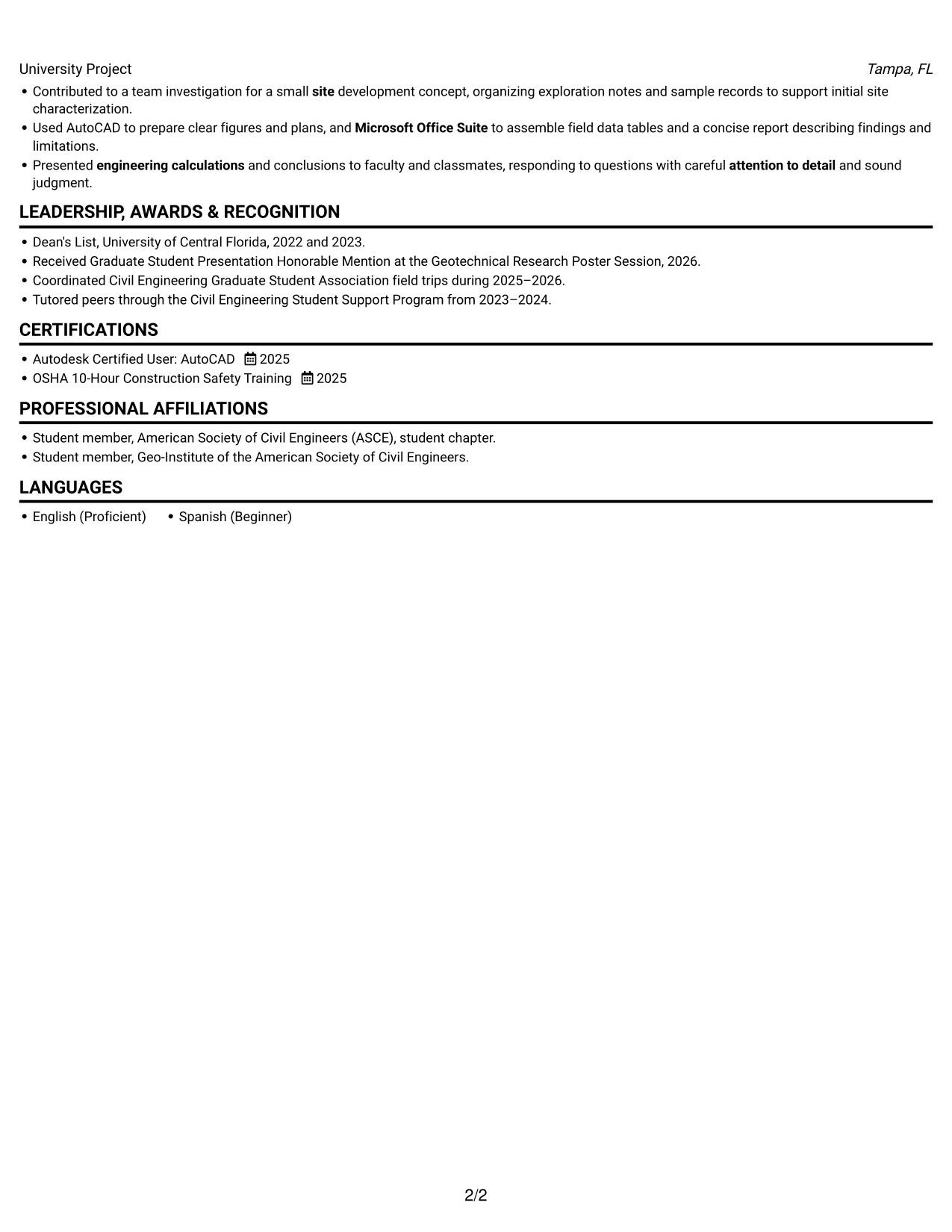 Resume example — page 2