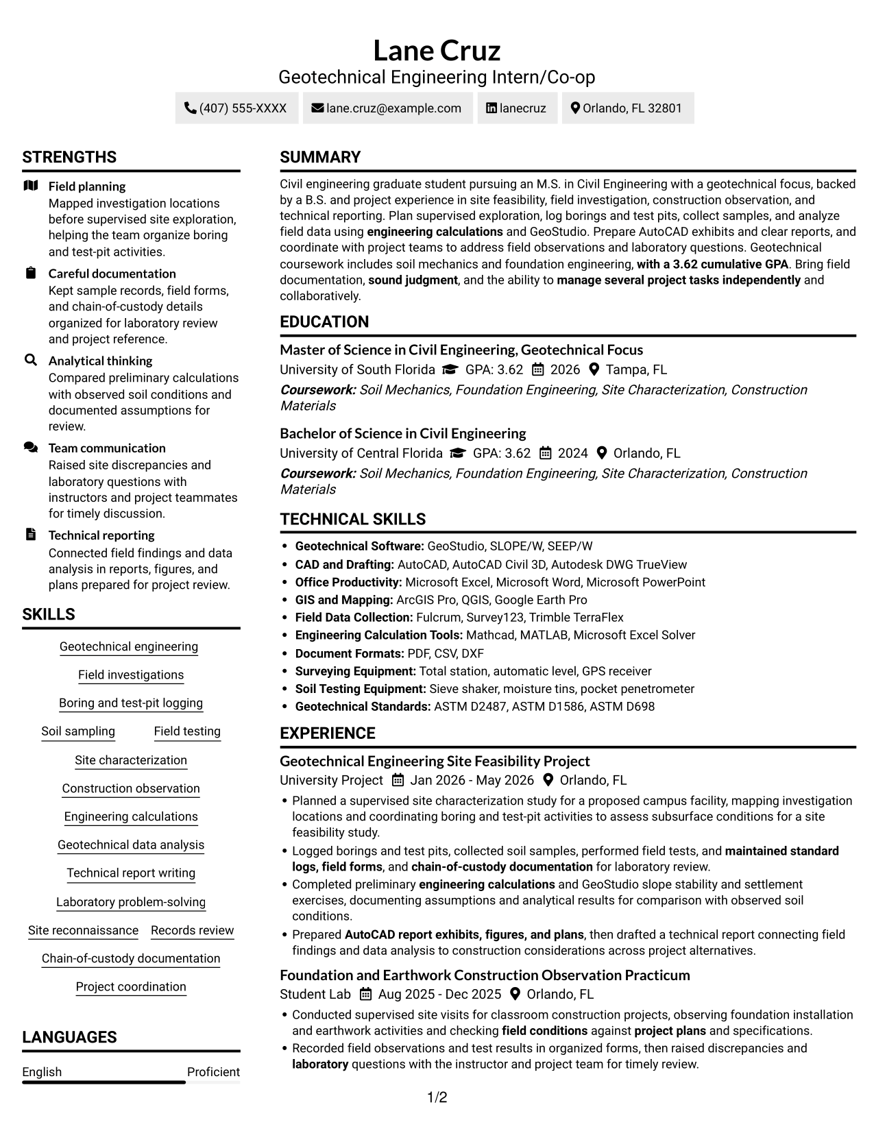 Resume example — page 1