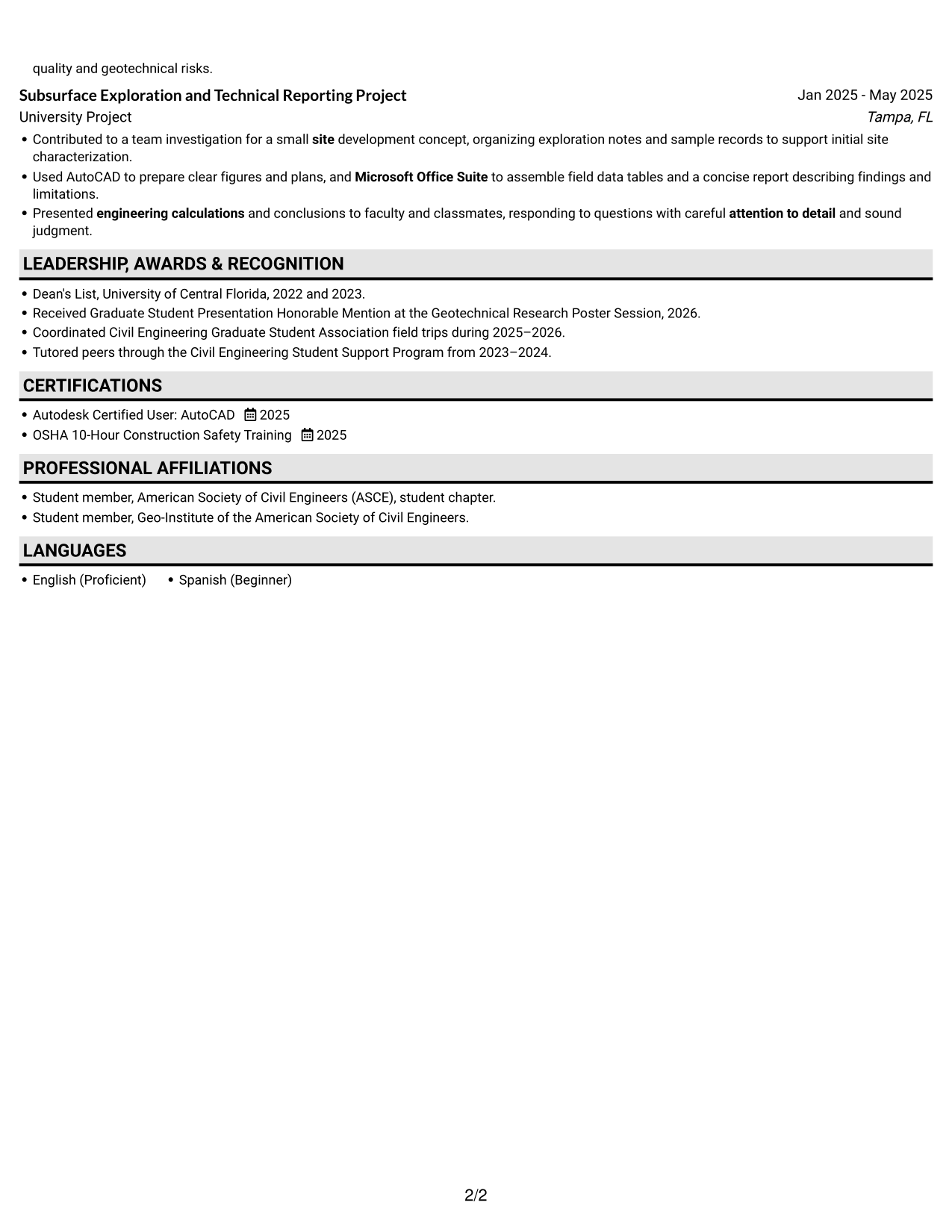 Resume example — page 2