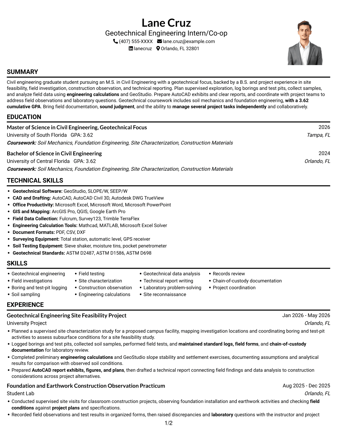Resume example — page 1